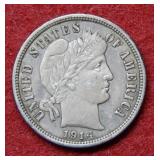 1914 D Barber Silver Dime