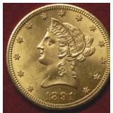 1891 CC US Gold $10 Coin