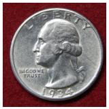1934 D Washington Silver Quarter