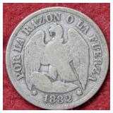 1882 Chile One Decima Coin