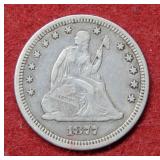 1877 CC Seated Liberty Silver Quarter