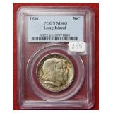 1936 Rhode Island Silver Half PCGS MS65