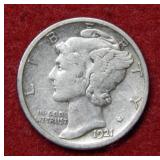 1921 D Mercury Silver Dime
