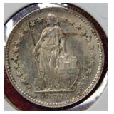 1953 B Switzerland 1/2 Franc Coin