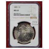 1885 Morgan Silver Dollar NGC MS63
