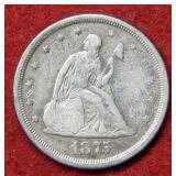 1875 S Seated Liberty Silver 20 Cent Piece