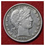 1908 O Barber Silver Half Dollar