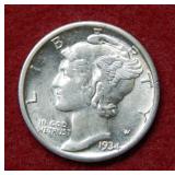 1934 D Mercury Silver Dime