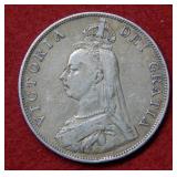 1890 Great Britain Silver 1 Pound Coin