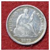 1872 Seated Liberty Half Dime