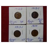 1912 D&S- 1913 S-1914 Lincoln Wheat Cents