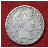 1907 Barber Silver Quarter