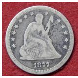 1877 Seated Liberty Silver Quarter