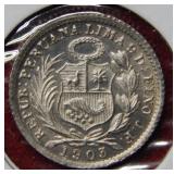 1903 Peru 1/2 Silver Dinero