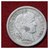 1895 S Barber Silver Dime - cleaned