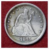 1875 S Seated Liberty Silver 20 Cent Piece