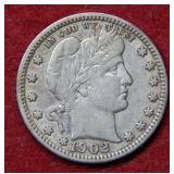 1902 Barber Silver Quarter