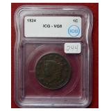 1824 Large Cent ICG VG8