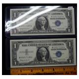 (2) 1957 Sequential Crisp $1 Silver Certificates