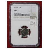 1953 Roosevelt Silver Dime NGC PF67