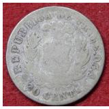 1879 Chile Silver Twenty Cent Piece