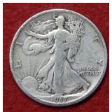 1917 D REV Walking Liberty Silver Half Dollar
