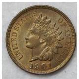 1901 Indian Head Cent - red & brown