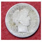 1904 S Barber Silver Dime