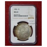 1886 Morgan Silver Dollar NGC MS63