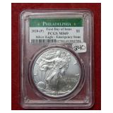 2020 (P) Silver Eagle 1oz PCGS MS69- first day