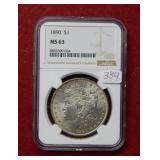 1890 Morgan Silver Dollar NGC MS63