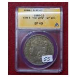 1880 O Morgan Silver Dollar ANACS EF40 Hot Lips