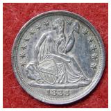 1838 Seated Liberty Silver Half Dime - no drapery