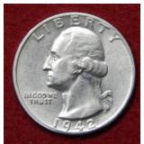 1942 S Washington Silver Quarter