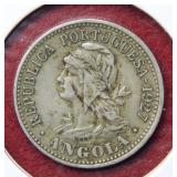 1927 Angola 4 Macutas Coin