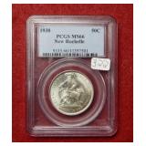 1938 New Rochelle Silver Comm Half PCGS MS66