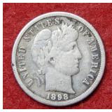 1898 S Barber Silver Dime