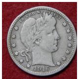 1916 Barber Silver Quarter