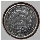 1945 Venezuela Silver 50 Centimos
