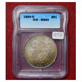 1884 O Morgan Silver Dollar ICG MS64