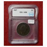 1827 Large Cent ICG VG8