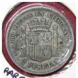 1870 Spain Silver 2 Pesetas