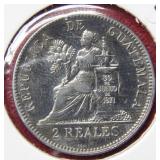 1898 Guatemala Silver 2 Reales Coin