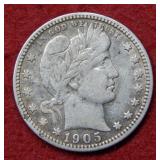 1905 S Barber Silver Quarter