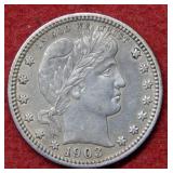 1903 Barber Silver Quarter