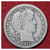 1911 S Barber Silver Quarter