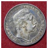 1910 German Prussia 3 Mark Coin