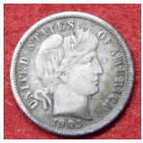 1905 S Barber Silver Dime
