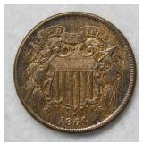 1864 Two Cent Piece - red & brown