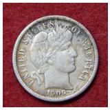1909 O Barber Silver Dime